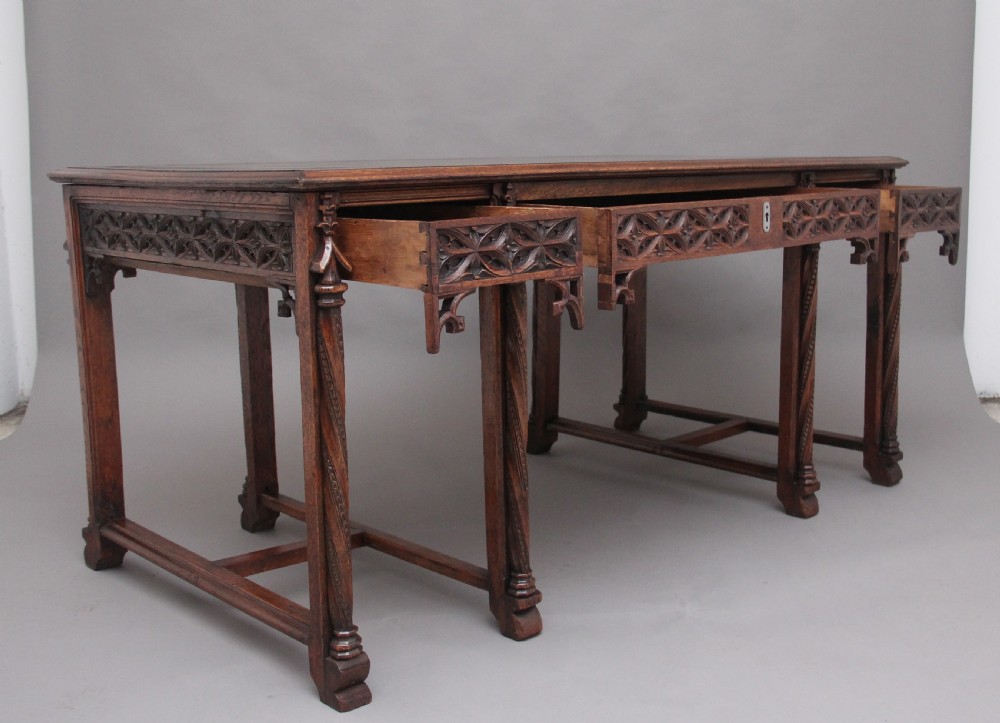 19th Century French oak desk in the Gothic style View IX