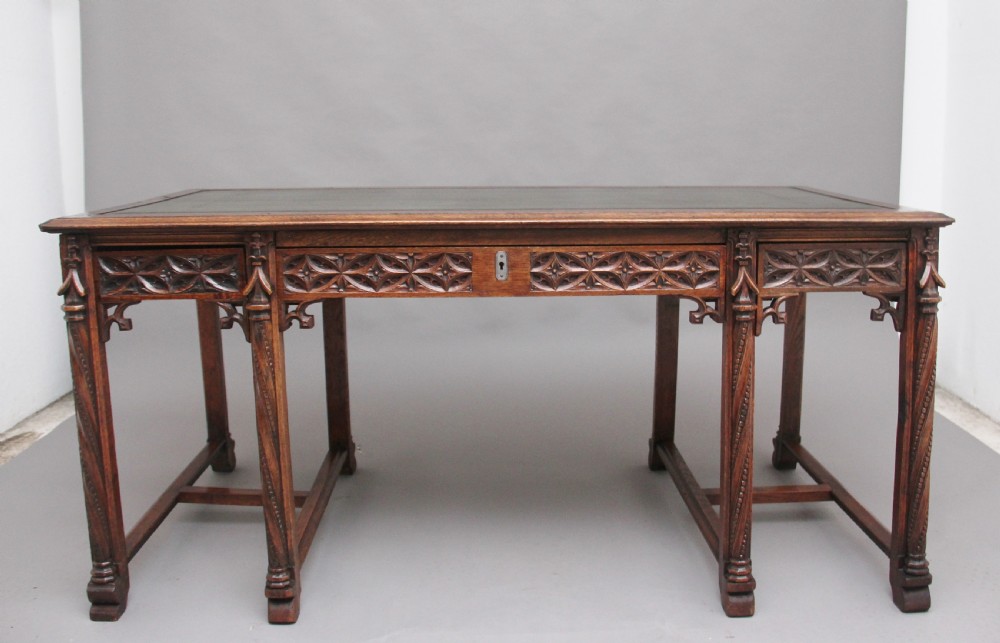19th Century French oak desk in the Gothic style View X