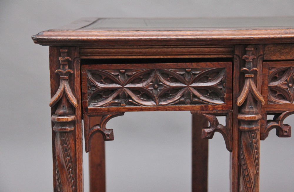 19th Century French oak desk in the Gothic style View XI
