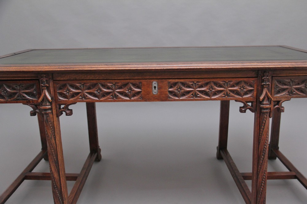 19th Century French oak desk in the Gothic style View XII