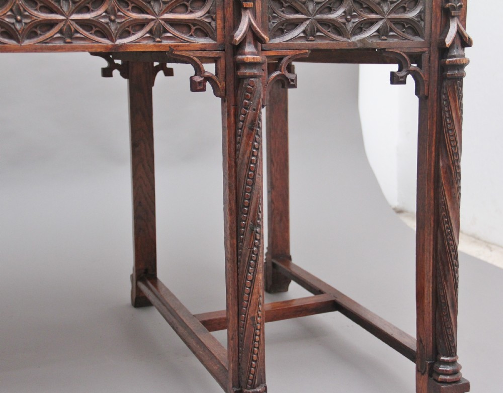 19th Century French oak desk in the Gothic style View XVI