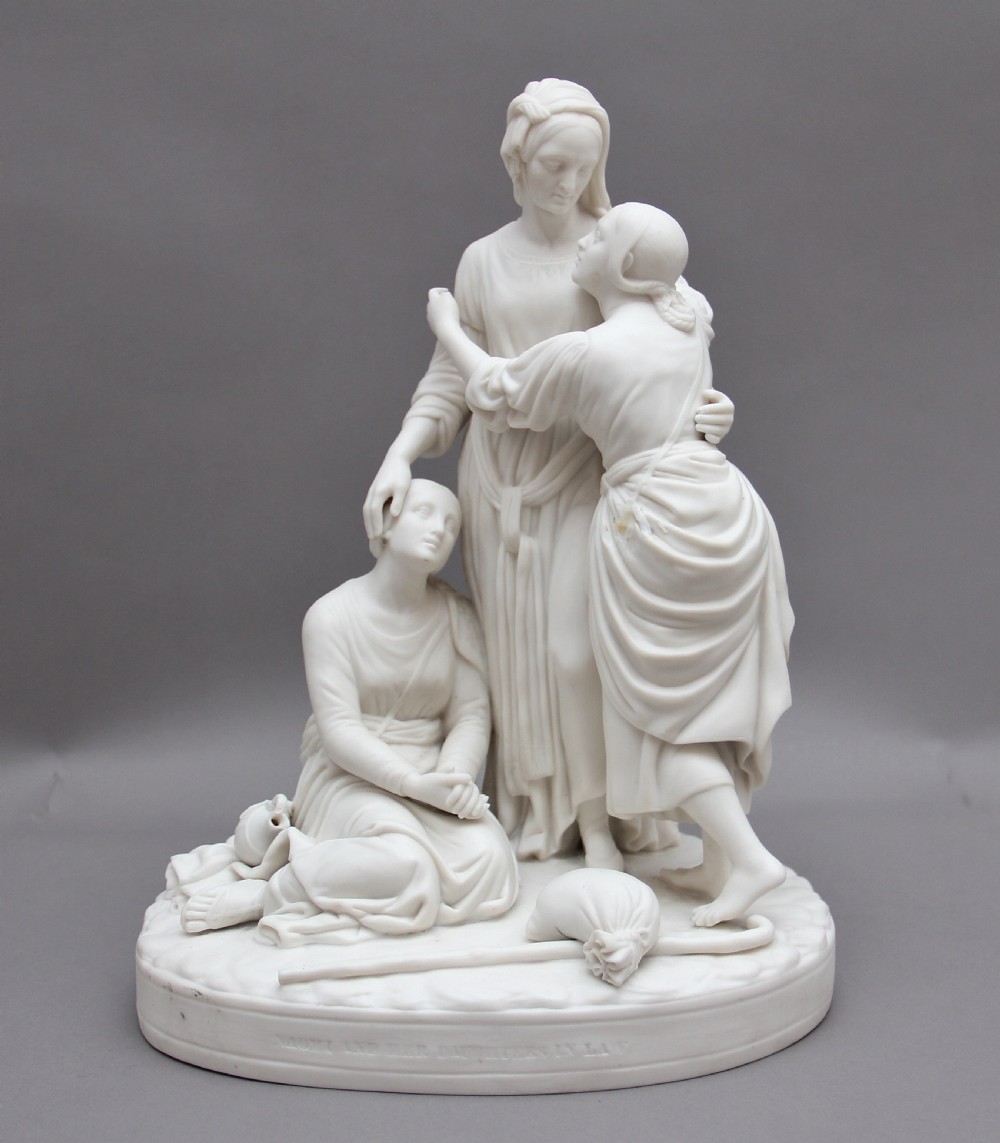19th Century parian figure group of Naomi and her daughters in law