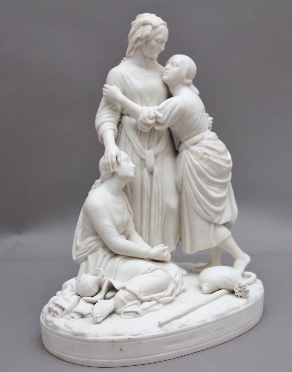 19th Century parian figure group of Naomi and her daughters in law View II