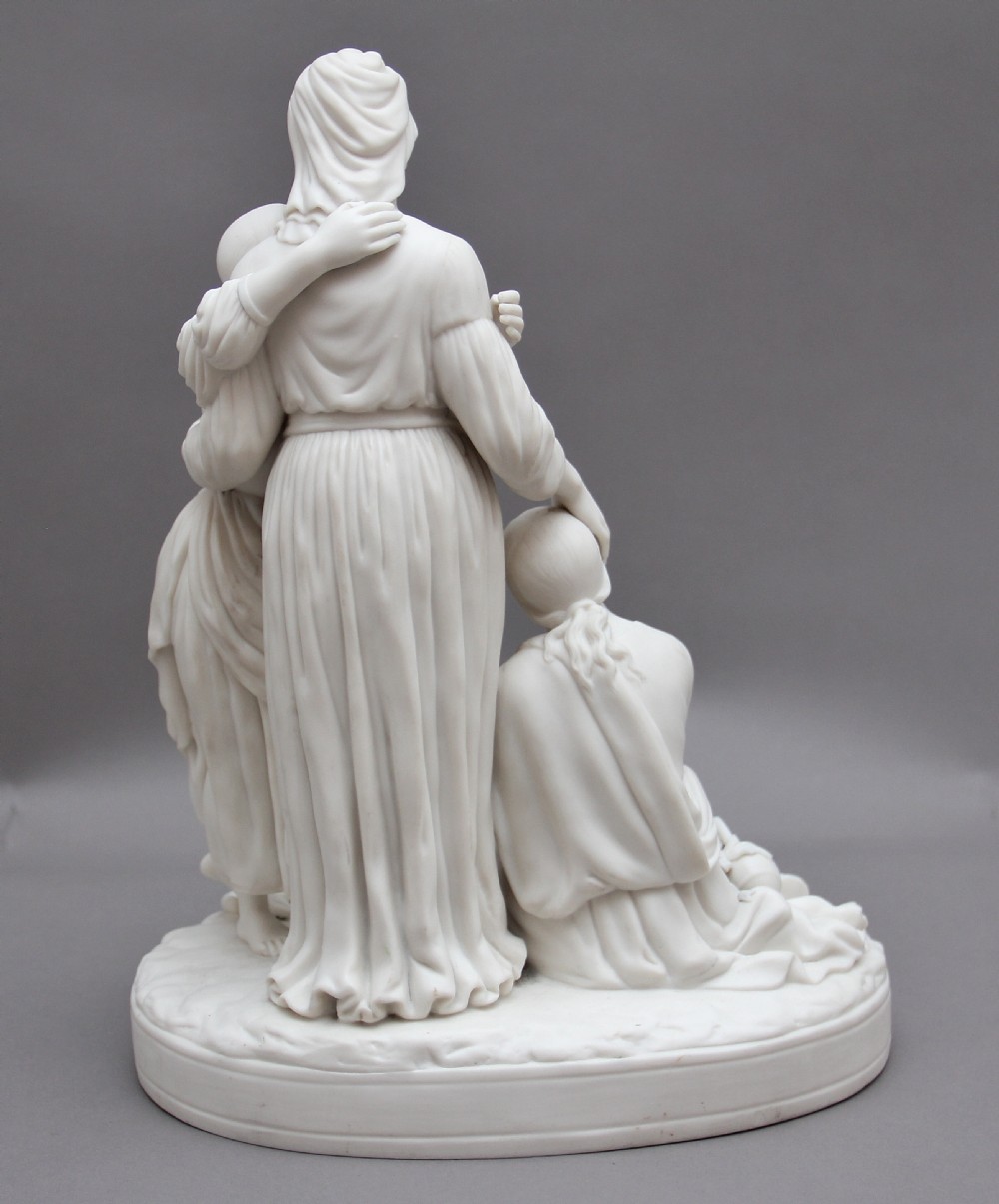 19th Century parian figure group of Naomi and her daughters in law View IV