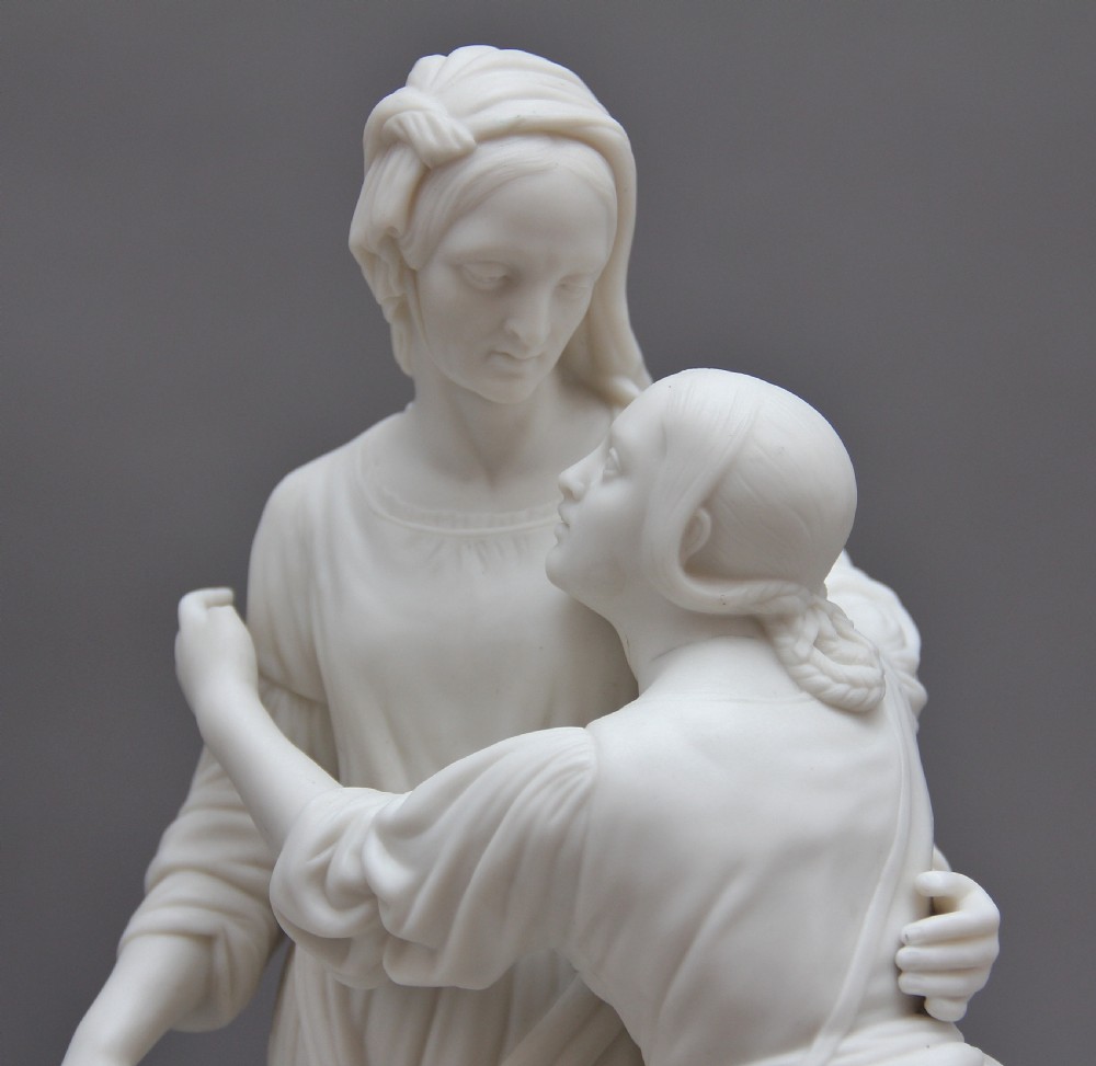 19th Century parian figure group of Naomi and her daughters in law View VI