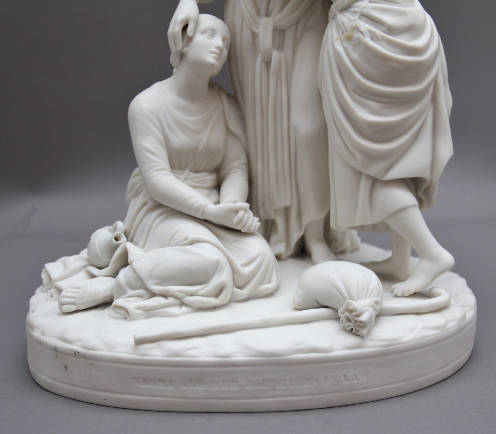 19th Century parian figure group of Naomi and her daughters in law View VII