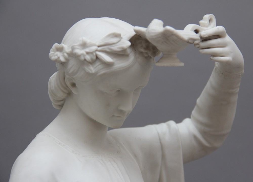 19th Century parian figure of the lady with the lamp View V