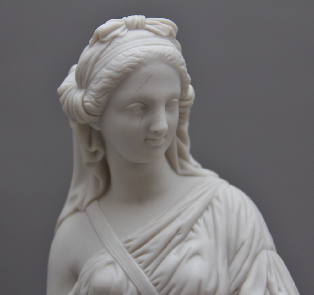 19th Century parian figure of a lady leaning on a column View V