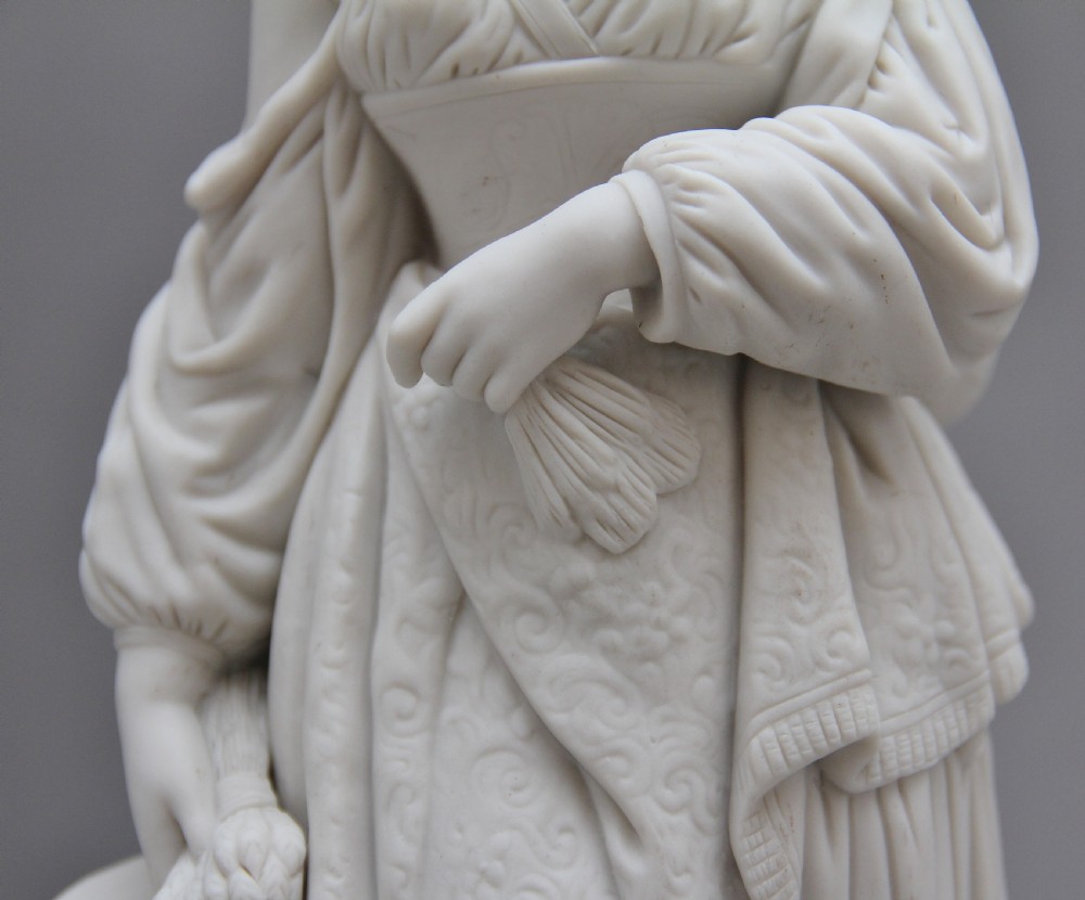 19th Century parian figure of a lady leaning on a column View VI