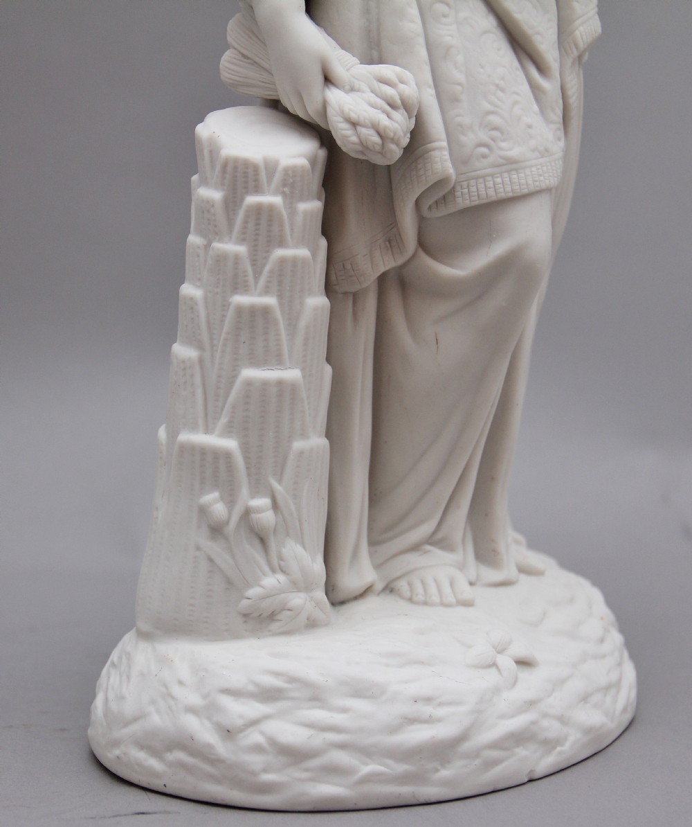 19th Century parian figure of a lady leaning on a column View VII