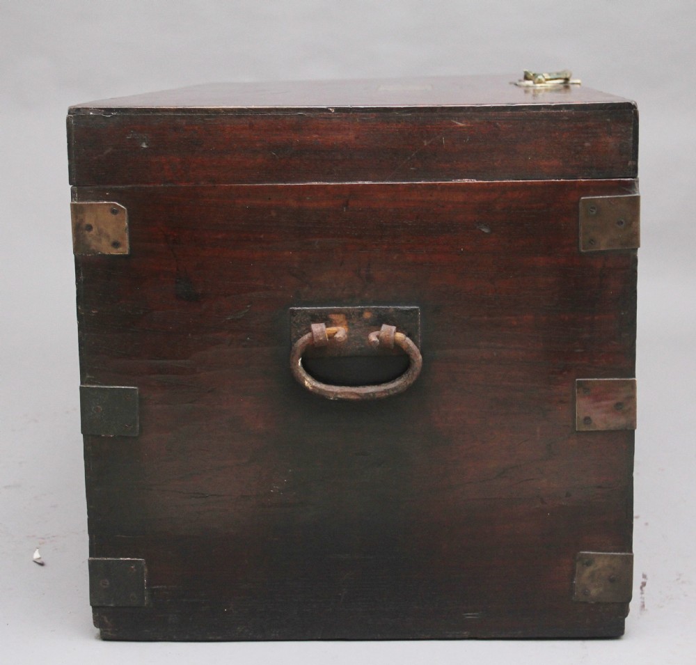 19th Century teak and brass bound military trunk View IV