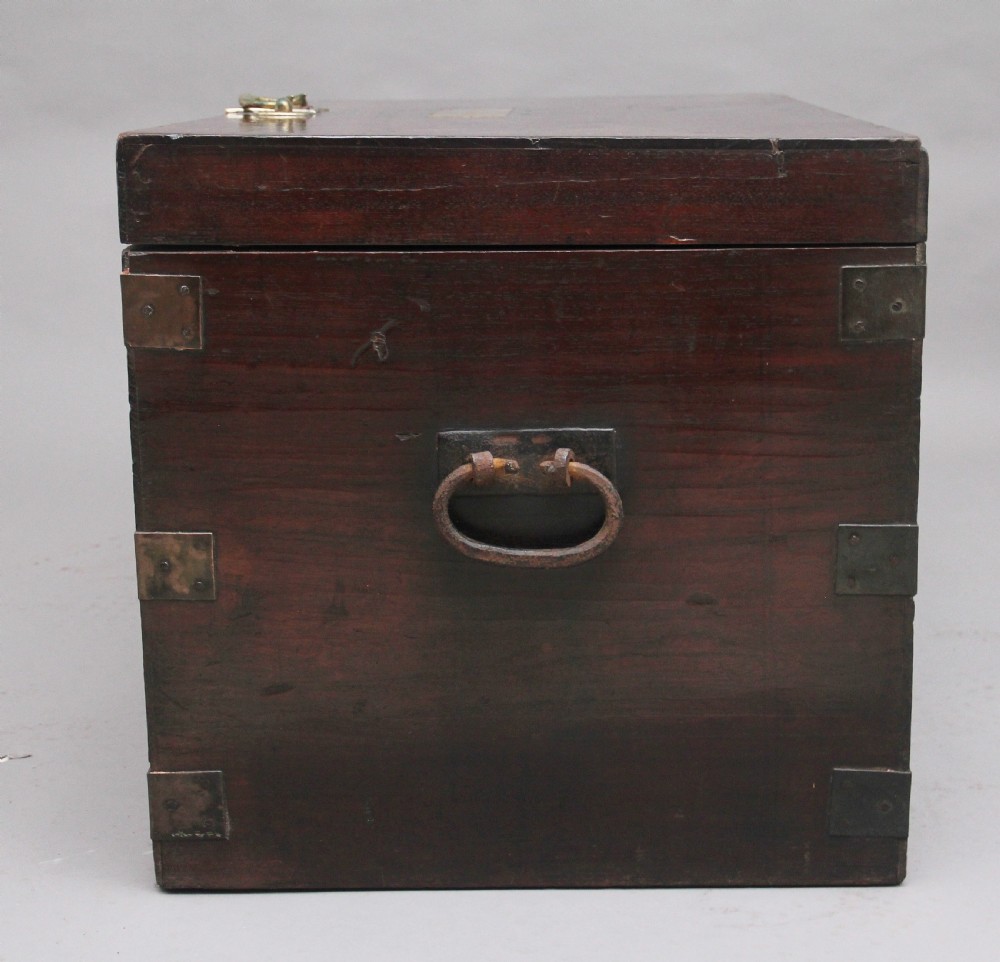 19th Century teak and brass bound military trunk View VI