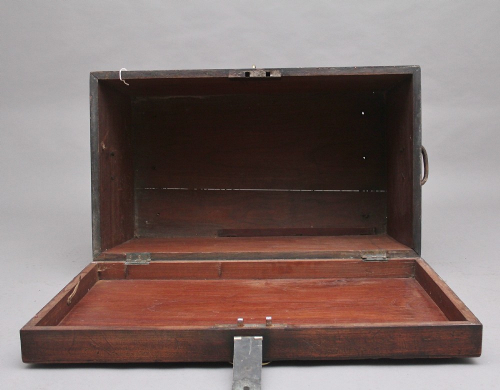 19th Century teak and brass bound military trunk View IX