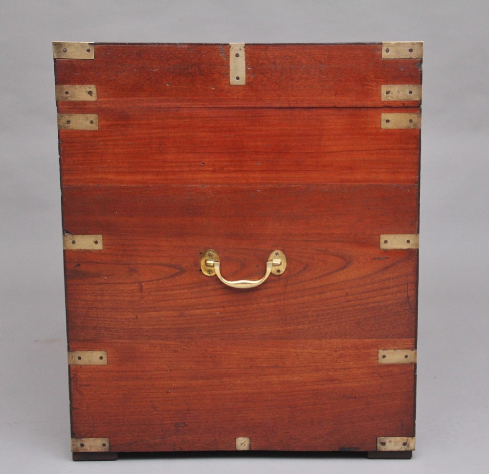 19th Century teak and brass bound campaign trunk View V