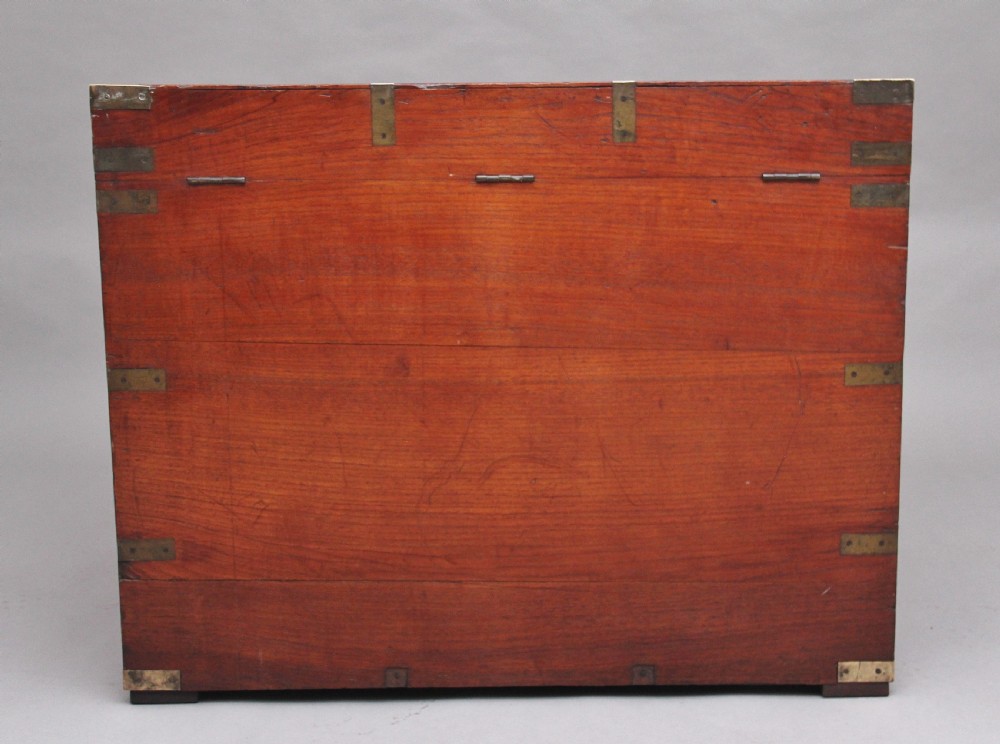 19th Century teak and brass bound campaign trunk View VI