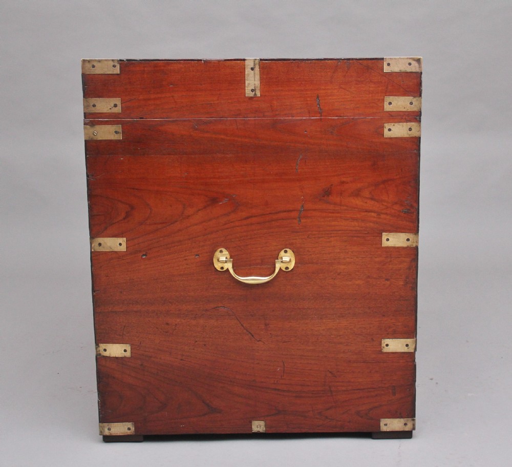 19th Century teak and brass bound campaign trunk View VII