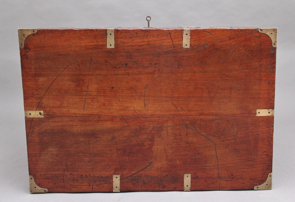 19th Century teak and brass bound campaign trunk View VIII