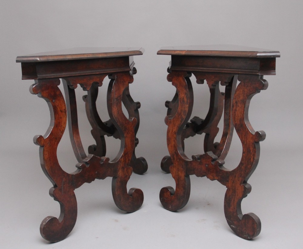 Pair of early 20th Century walnut console tables View II