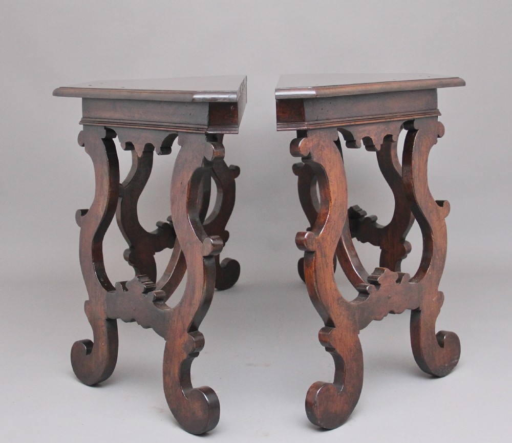 Pair of early 20th Century walnut console tables View IV
