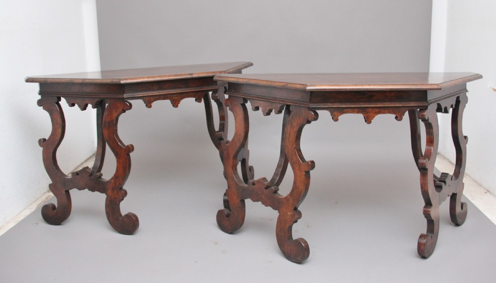 Pair of early 20th Century walnut console tables View IX