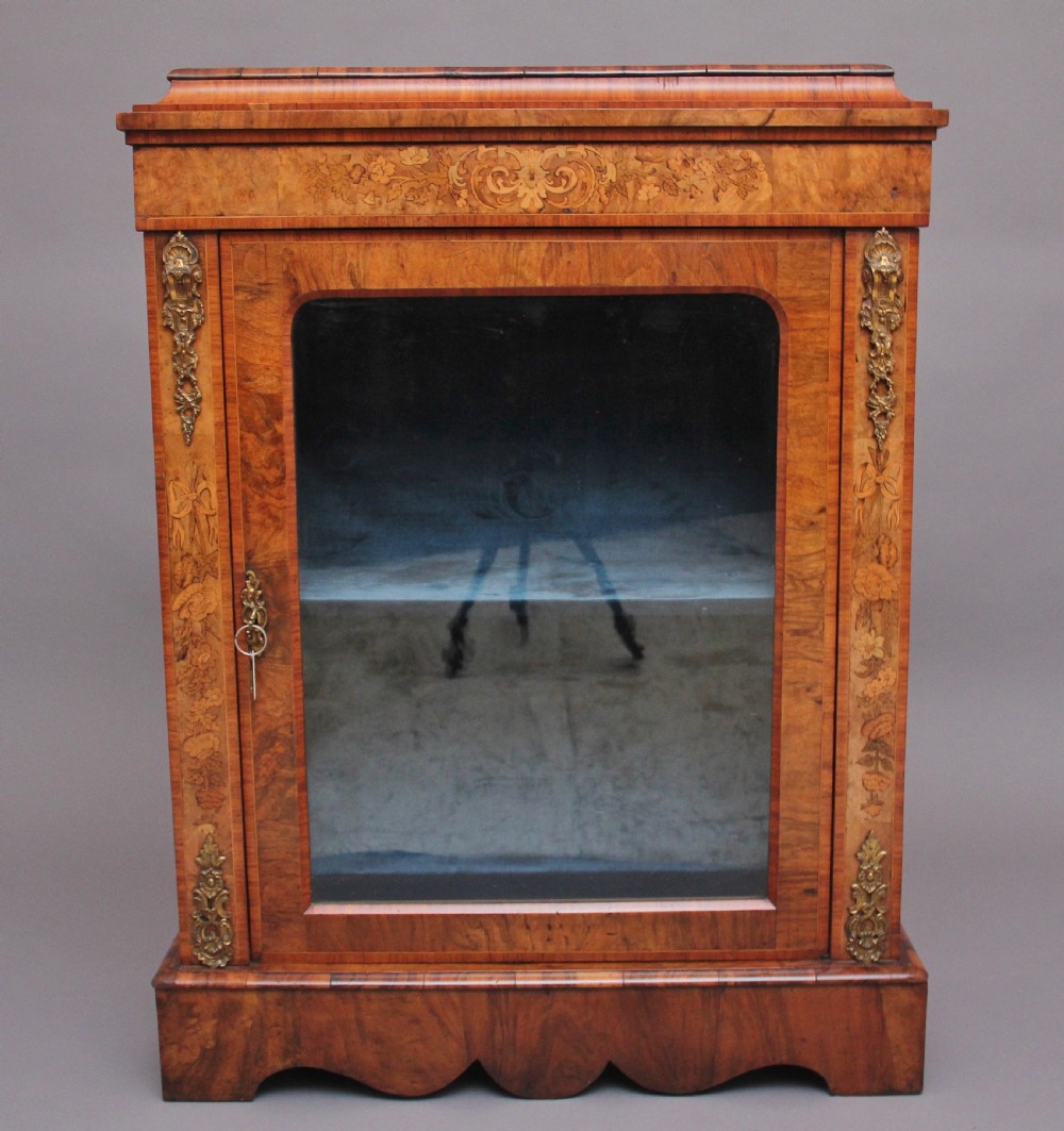 19th Century walnut and marquetry pier cabinet