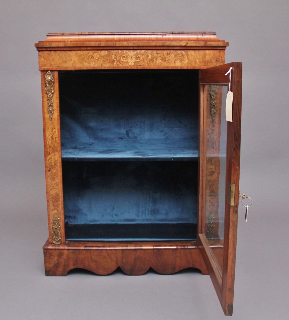 19th Century walnut and marquetry pier cabinet View II