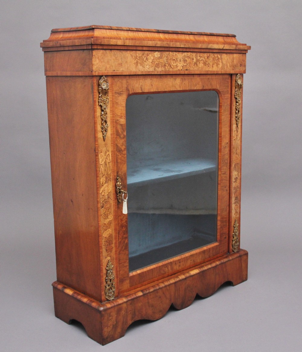 19th Century walnut and marquetry pier cabinet View III