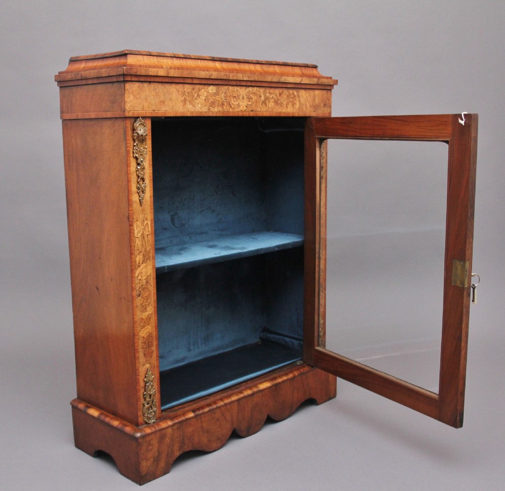 19th Century walnut and marquetry pier cabinet View IV