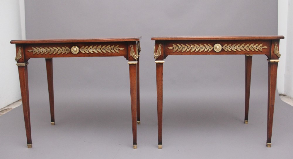Pair of French mahogany and brass mounted lamp tables View IV
