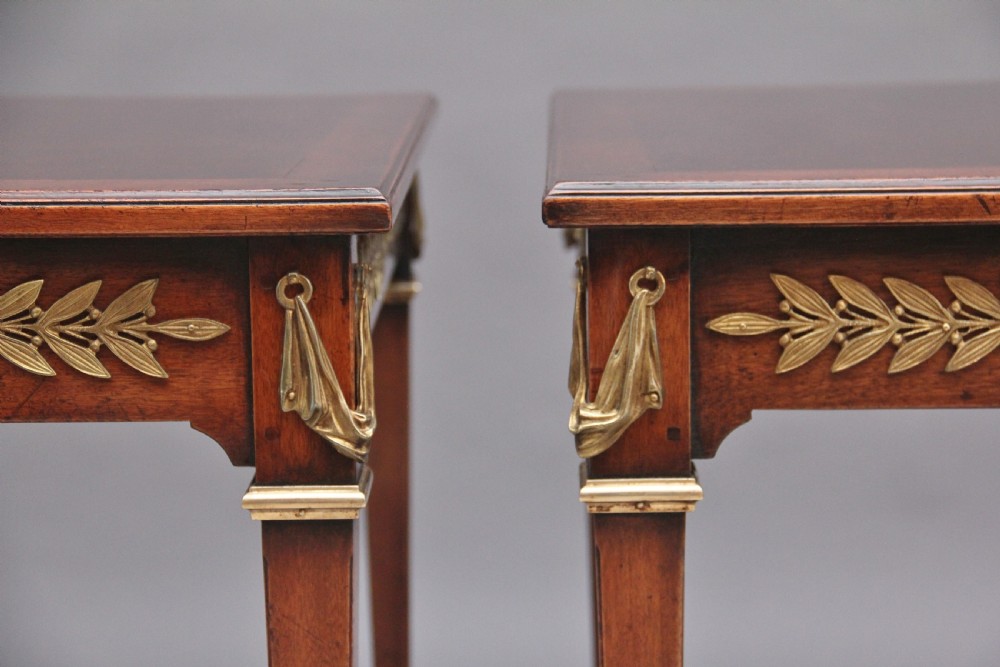 Pair of French mahogany and brass mounted lamp tables View VIII
