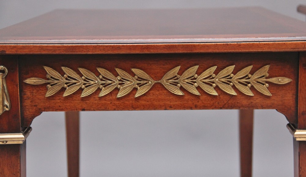 Pair of French mahogany and brass mounted lamp tables View IX