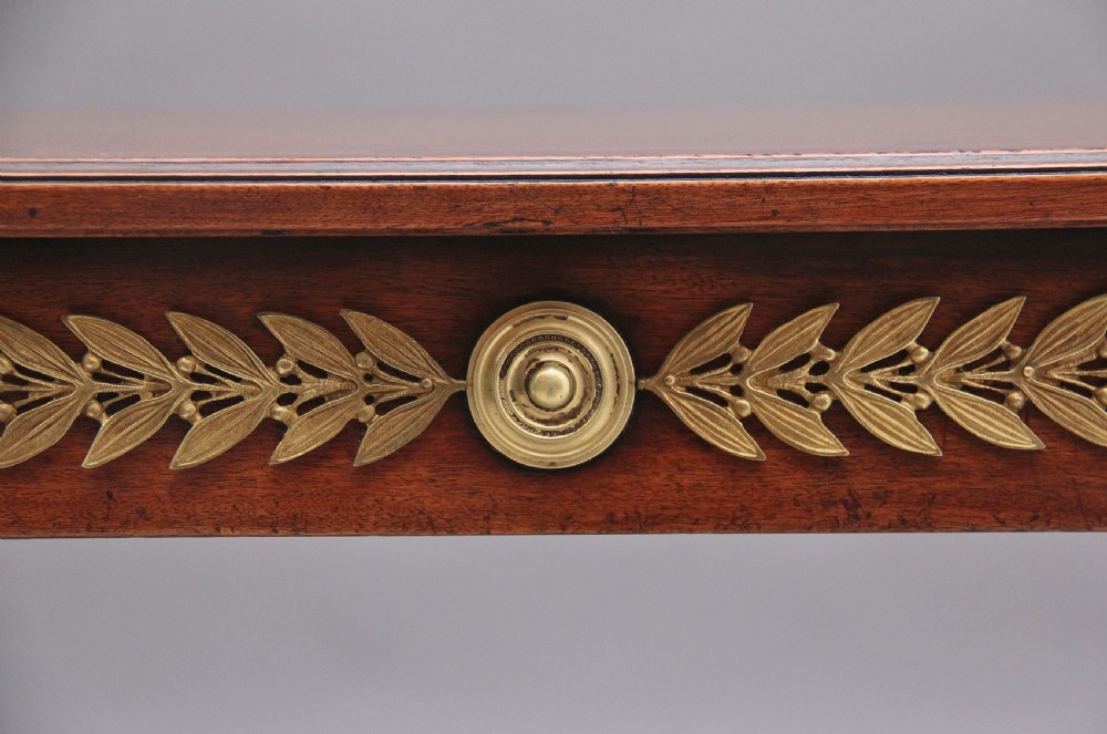 Pair of French mahogany and brass mounted lamp tables View X