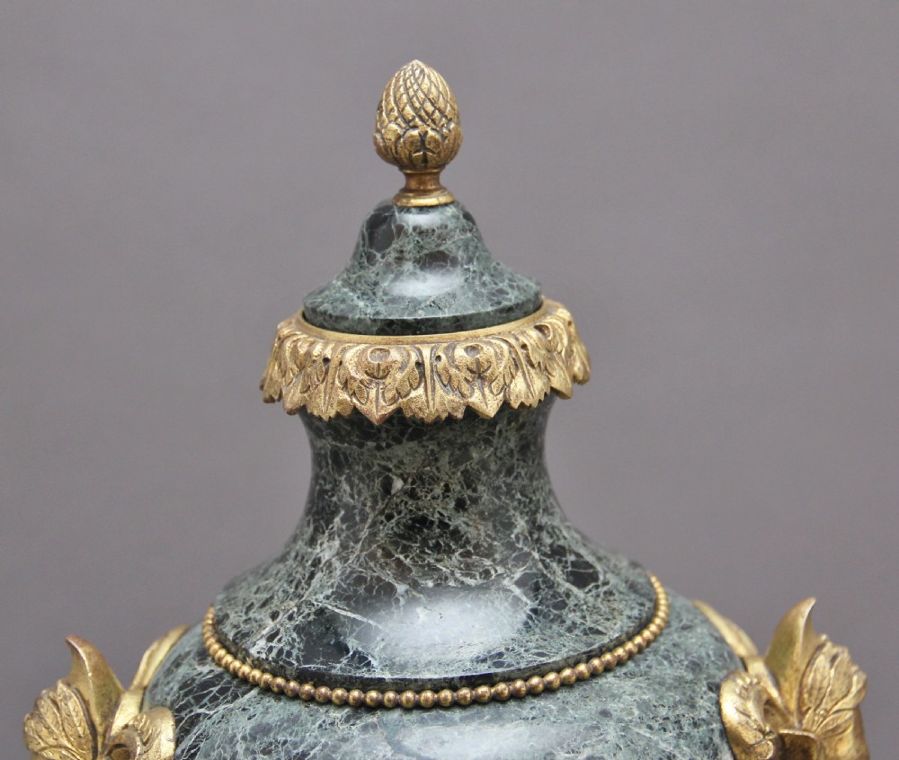 Pair 19th Century French marble and cassoulet urns View VI