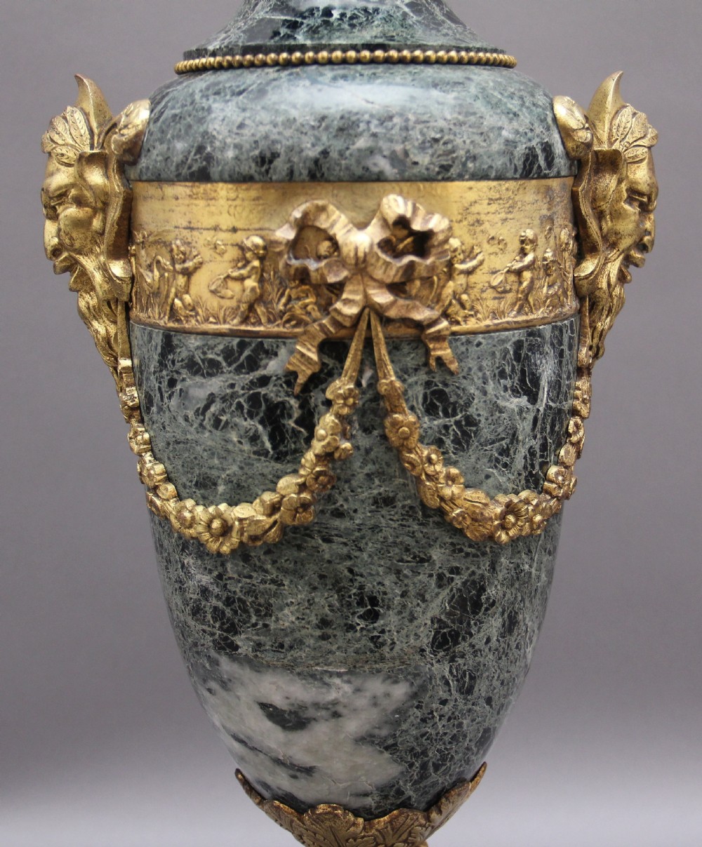 Pair 19th Century French marble and cassoulet urns View VIII