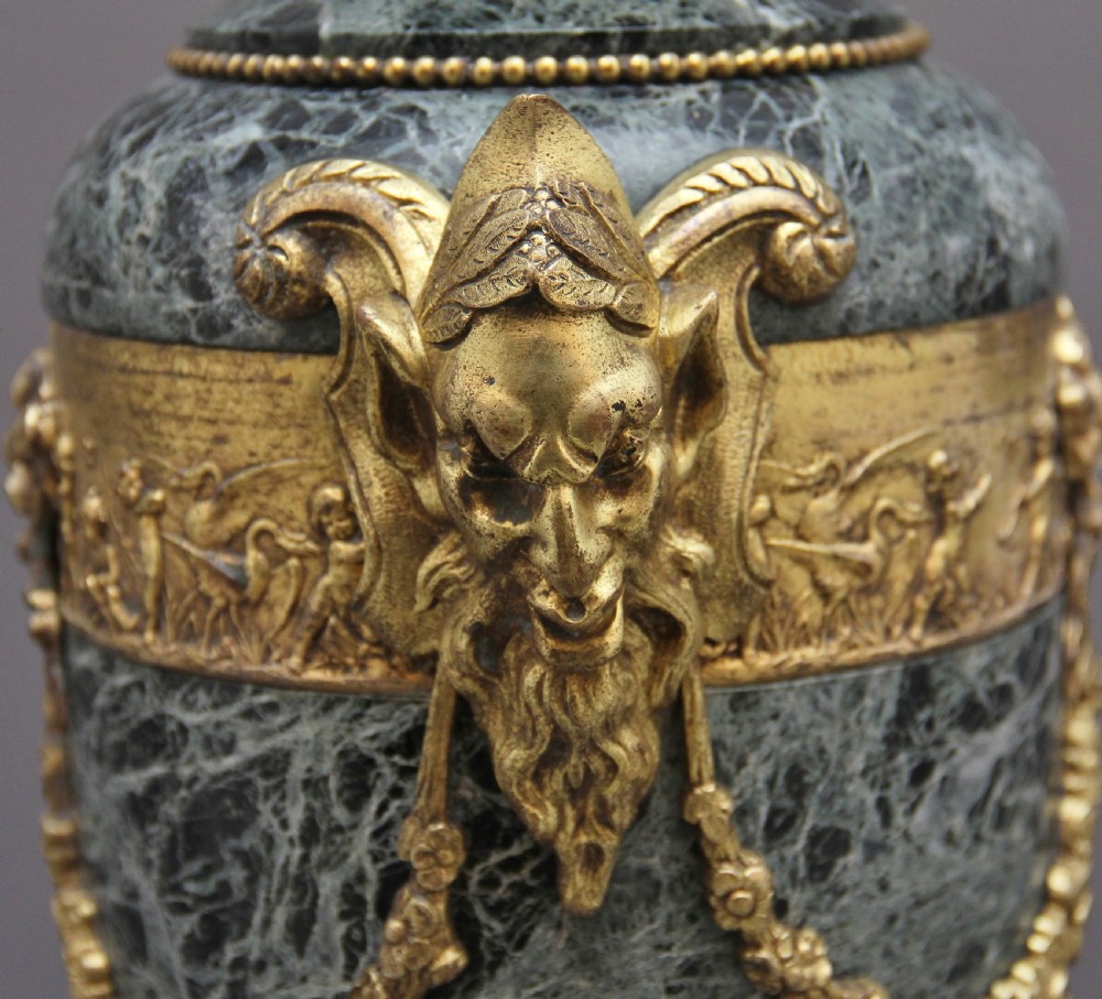 Pair 19th Century French marble and cassoulet urns View XI