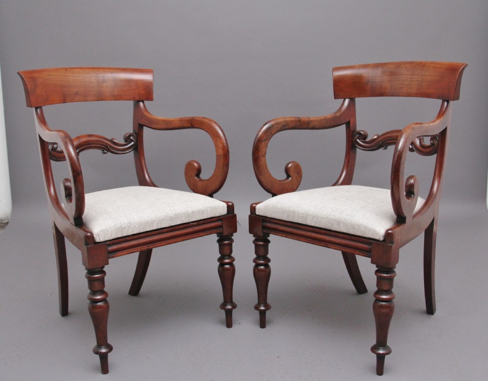Pair of 19th Century mahogany armchairs 