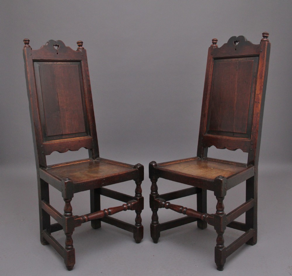 Pair of 17th Century oak side chairs