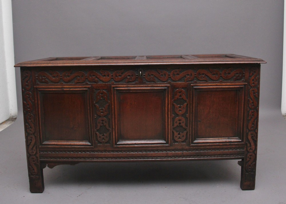 18th Century carved oak coffer