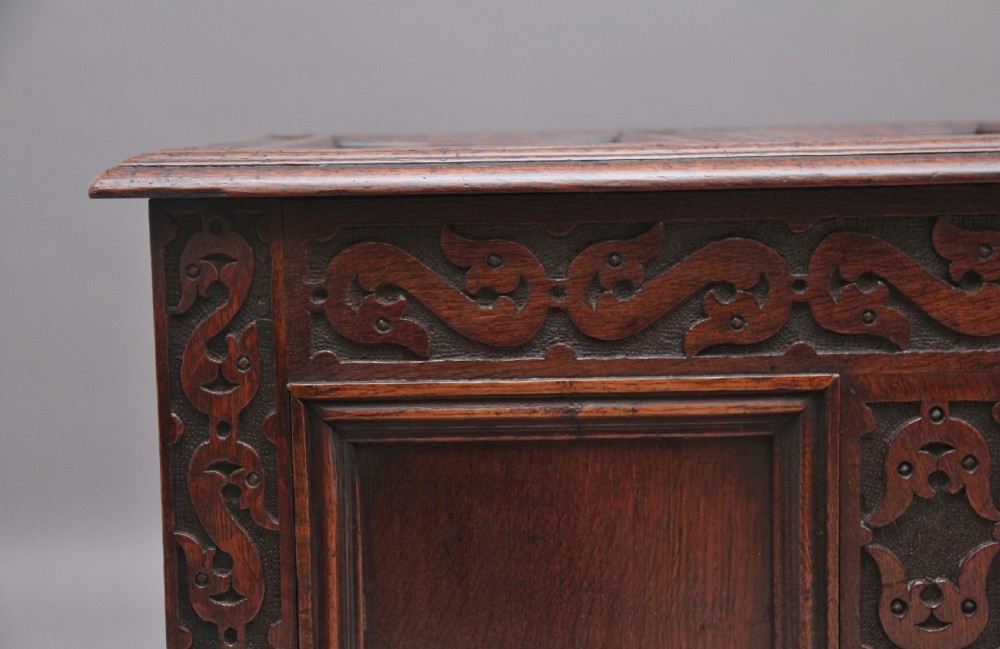 18th Century carved oak coffer View II
