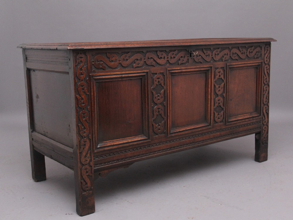 18th Century carved oak coffer View V