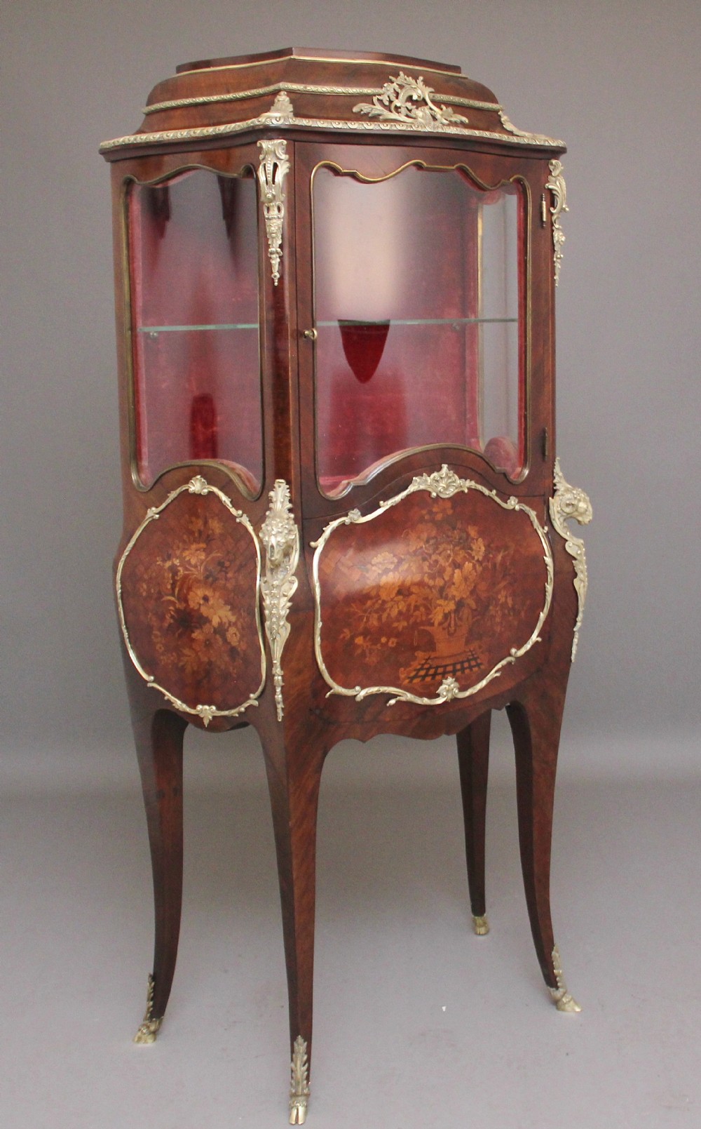 19th Century Kingwood and marquetry secretaire vitrine 