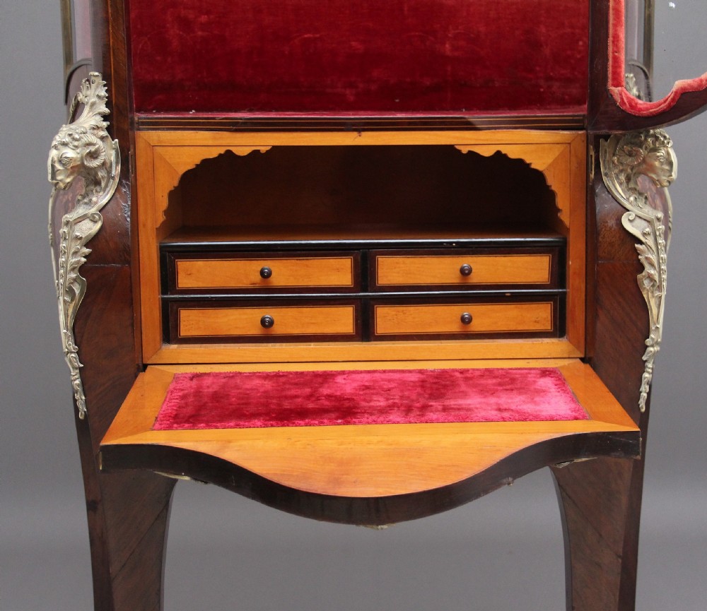 19th Century Kingwood and marquetry secretaire vitrine  View IX