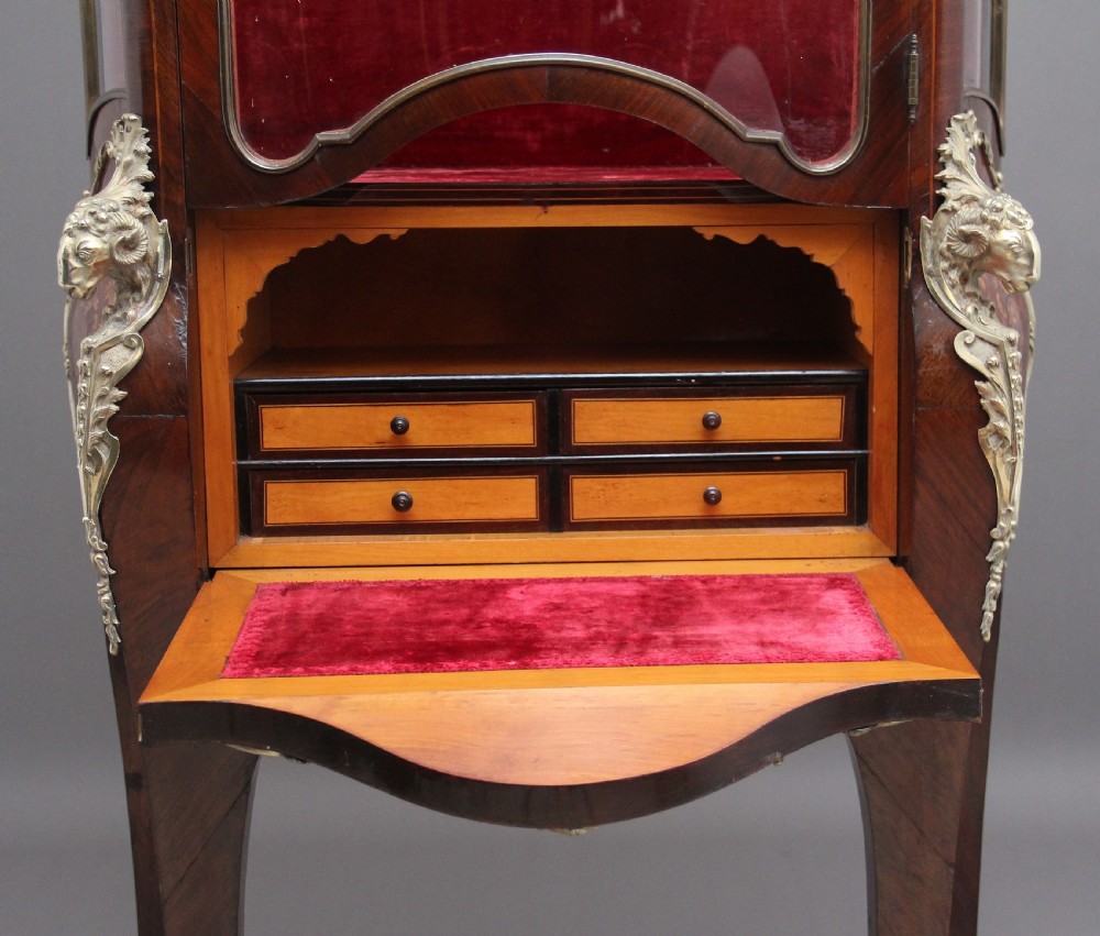 19th Century Kingwood and marquetry secretaire vitrine  View X