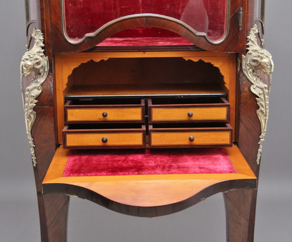 19th Century Kingwood and marquetry secretaire vitrine  View XI