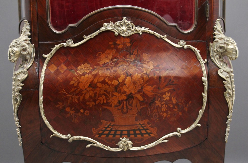 19th Century Kingwood and marquetry secretaire vitrine  View XII