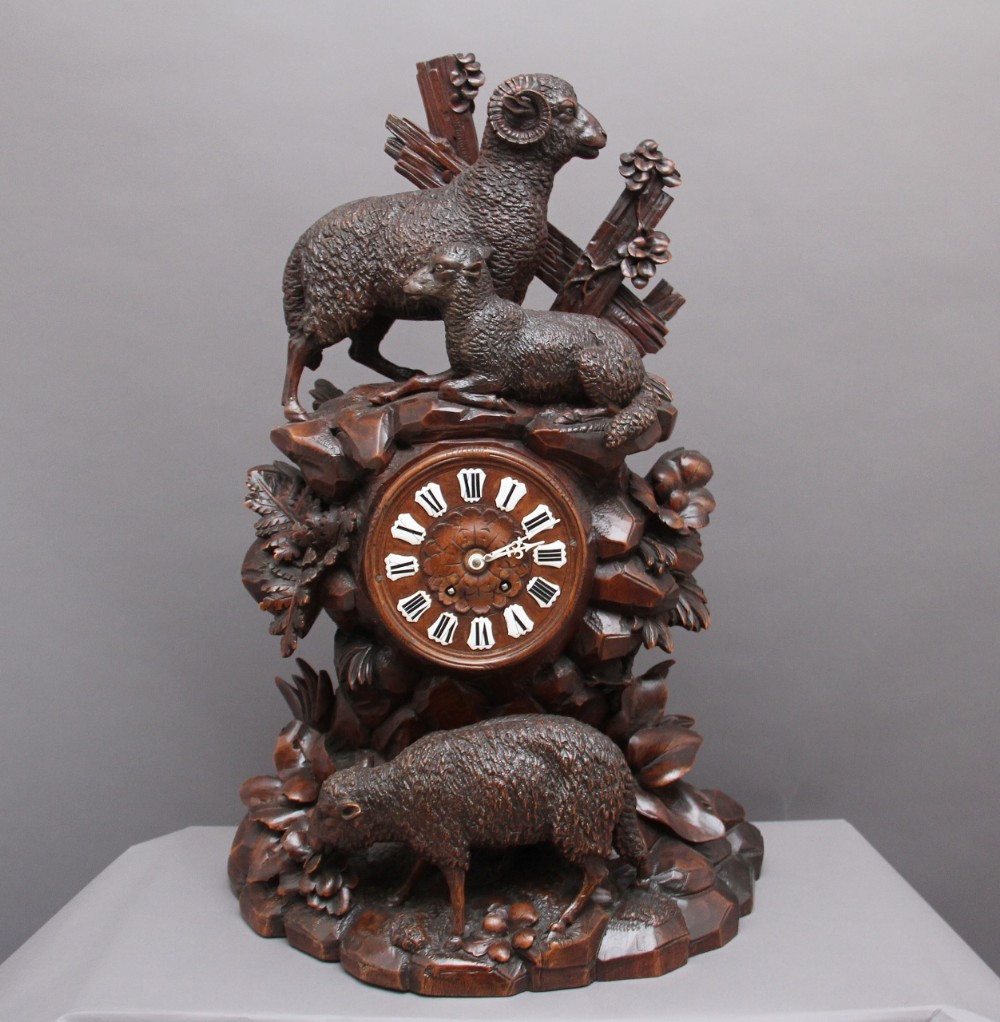 large 19th Century black forest mantle clock