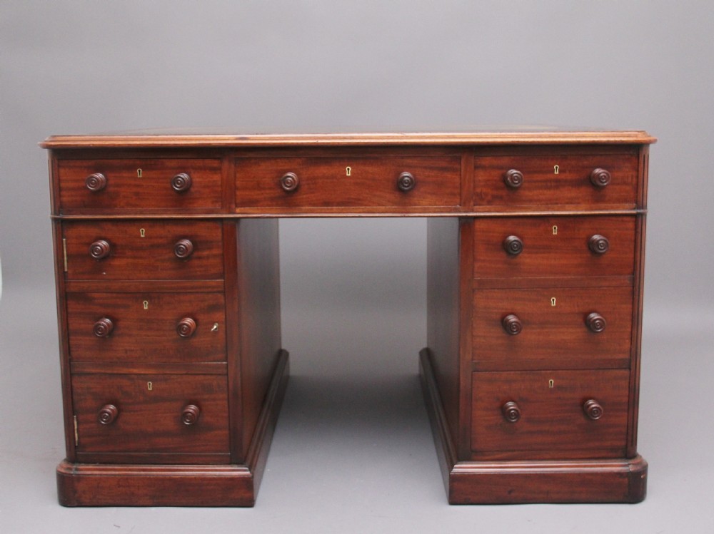 19th Century mahogany partners desk stamped Gillow View II