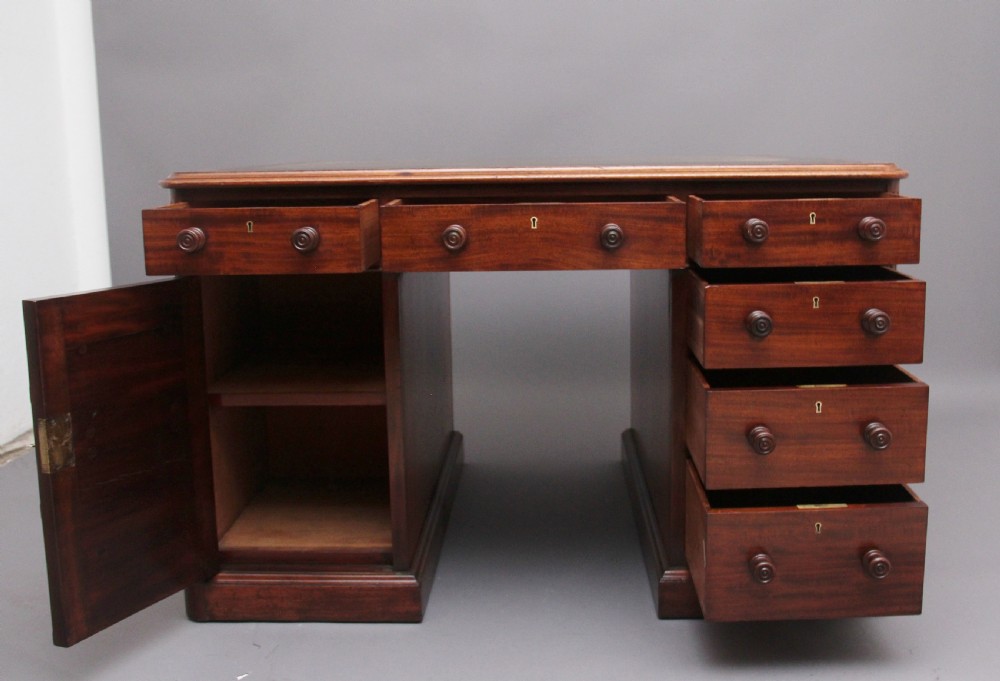 19th Century mahogany partners desk stamped Gillow View III
