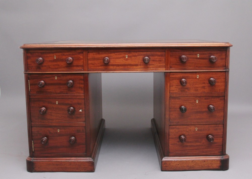 19th Century mahogany partners desk stamped Gillow View V