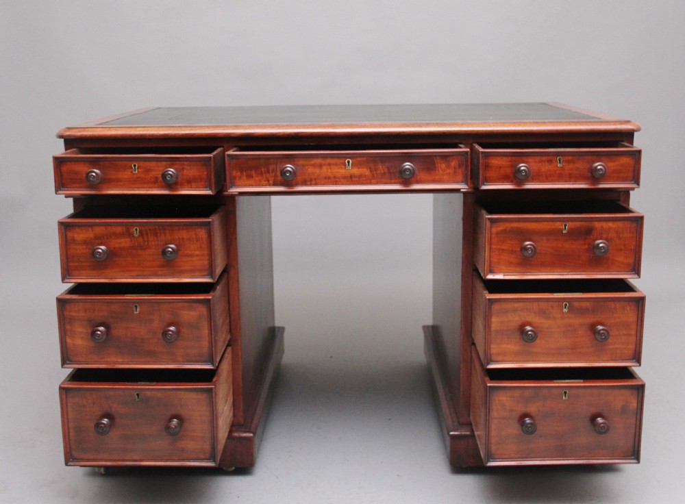 Early 19th Century mahogany pedestal desk View II